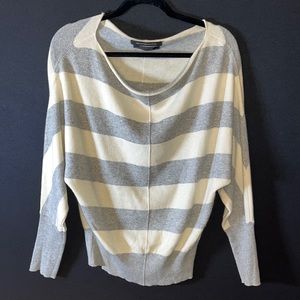 Club Monaco Cashmere Striped Gray Long Sleeve Soft Fall Top Sweater- Size Small